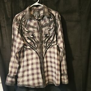 Roar Plaid Shirt with Black Embroidery